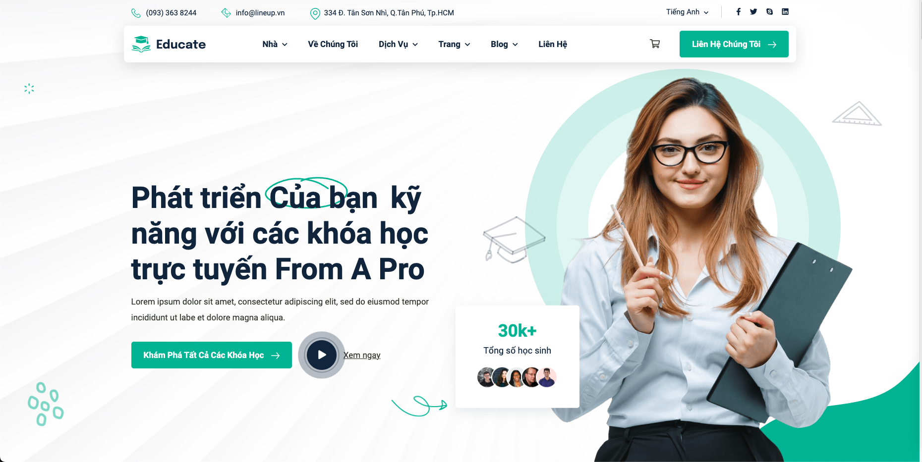 Mẫu giao diện website educate